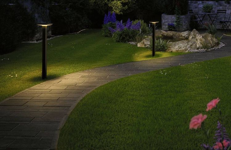 Produktbild: Paulmann P+S Poller Plate IP44 2200K 94723 Beleuchtungssystem Plug & Shine LED-Gartenstrahler LED 7 W Gold Anthrazit