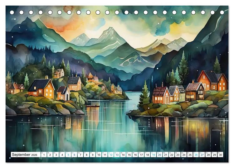 Produktbild: Aquarelltr&auml;ume am See (Tischkalender 2026 DIN A5 quer), CALVENDO Monatskalender