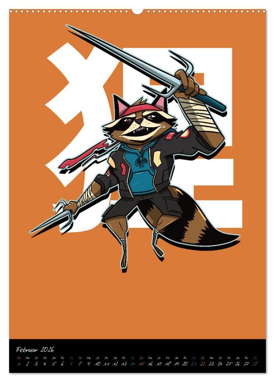 Produktbild: Gef&auml;hrliche Tier Samurai (Wandkalender 2026 DIN A2 hoch), CALVENDO Monatskalender
