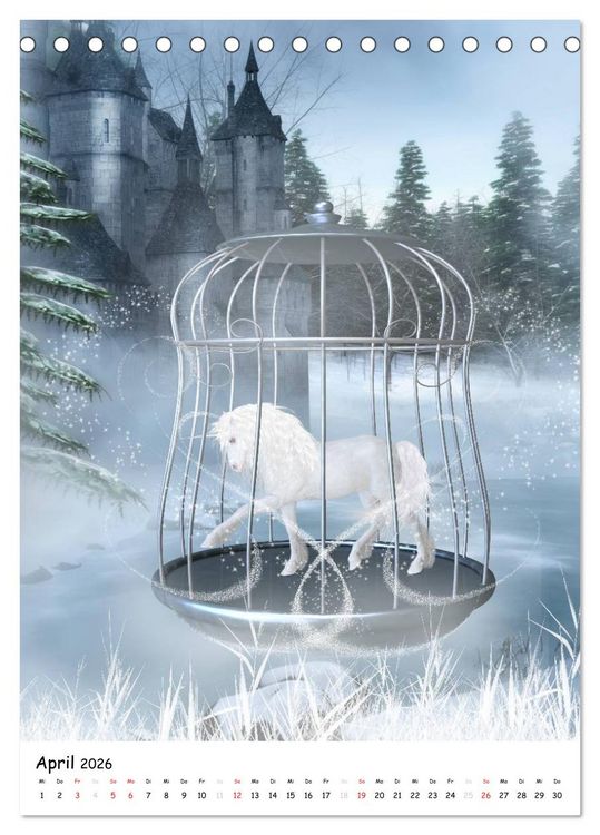 Produktbild: Einhorn und Pegasus (Tischkalender 2026 DIN A5 hoch), CALVENDO Monatskalender