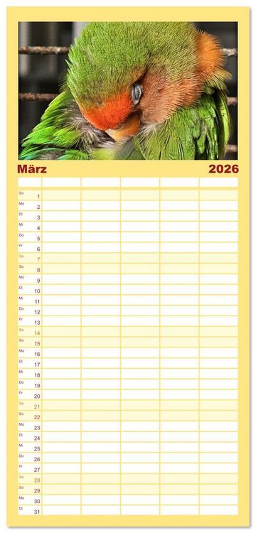 Produktbild: Familienplaner 2026 - Die Unzertrennlichen mit 5 Spalten (Wandkalender, 21 x 45 cm) CALVENDO