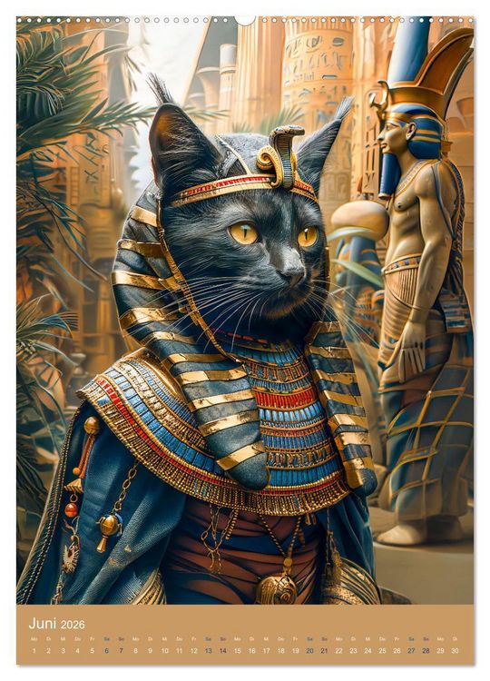 Produktbild: &Auml;gyptens Katzen - G&ouml;ttliche Eleganz im Stile der Pharaonen (hochwertiger Premium Wandkalender 2026 DIN A2 hoch), Kunstdruck in Hochglanz