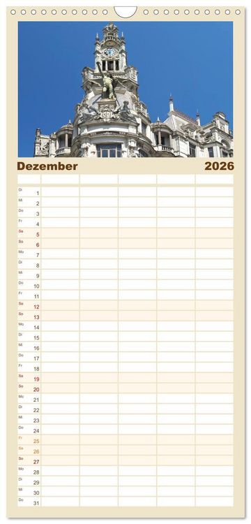 Produktbild: Familienplaner 2026 - Bom Dia Sch&ouml;nes Porto mit 5 Spalten (Wandkalender, 21 x 45 cm) CALVENDO