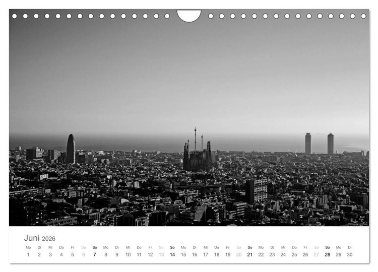Produktbild: BARCELONA [black/white] (Wandkalender 2026 DIN A4 quer), CALVENDO Monatskalender