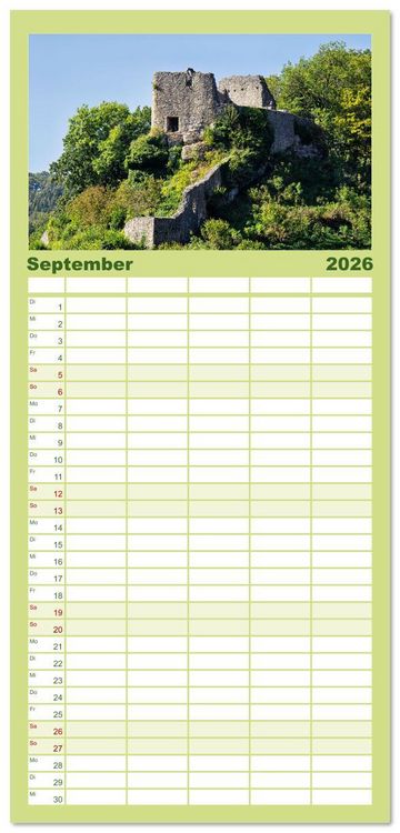 Produktbild: Familienplaner 2026 - Unterwegs im Gro&szlig;en Lautertal mit 5 Spalten (Wandkalender, 21 x 45 cm) CALVENDO