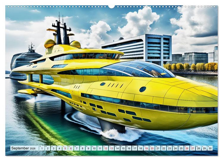 Produktbild: Wogen der Zukunft - Futuristische Jachten (Wandkalender 2026 DIN A2 quer), CALVENDO Monatskalender