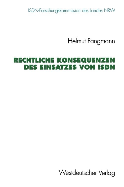 Produktbild: Rechtliche Konsequenzen des Einsatzes von ISDN