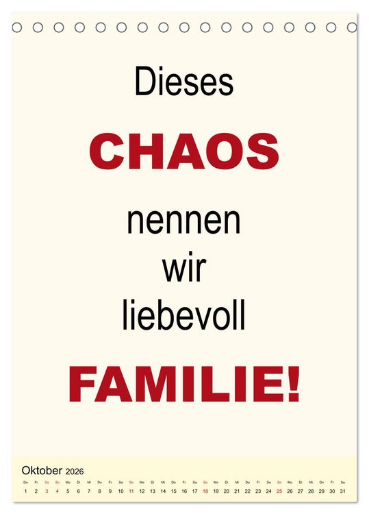 Produktbild: Spr&uuml;che-Kalender. Lustiges f&uuml;r die Familie! (Tischkalender 2026 DIN A5 hoch), CALVENDO Monatskalender