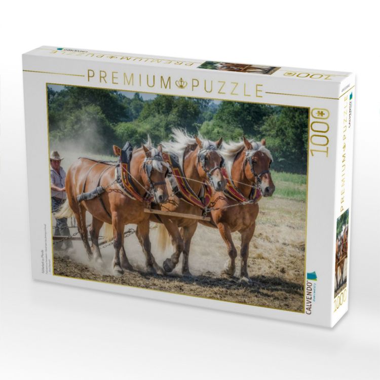Produktbild: CALVENDO Puzzle Feldarbeit zu Pferde | 1000 Teile Lege-Gr&ouml;&szlig;e 64x48cm Foto-Puzzle f&uuml;r gl&uuml;ckliche Stunden