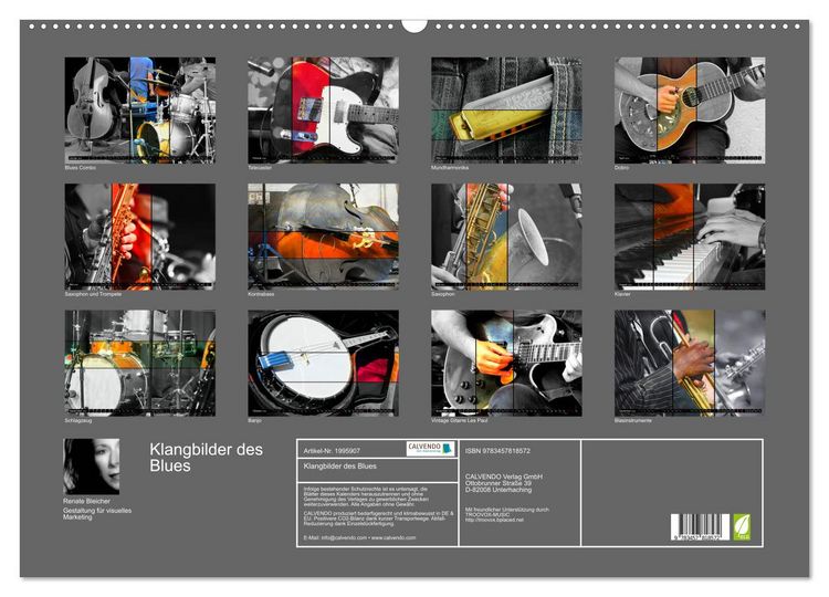 Produktbild: Klangbilder des Blues (Wandkalender 2026 DIN A2 quer), CALVENDO Monatskalender