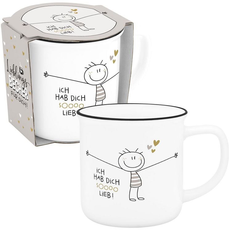 Produktbild: Becher in Emailleoptik "Hab dich sooo lieb"