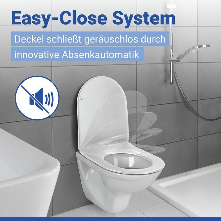 Produktbild: WC Sitz Mod. Galati Wei&szlig; matt, Toilettendeckel in D-Form mit Absenkautomatik