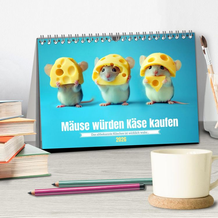 Produktbild: M&auml;use w&uuml;rden K&auml;se kaufen (Tischkalender 2026 DIN A5 quer), CALVENDO Monatskalender