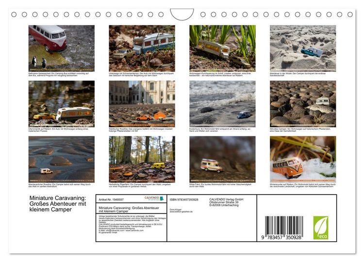 Produktbild: Miniature Caravaning: Gro&szlig;es Abenteuer mit kleinem Camper (Wandkalender 2026 DIN A4 quer), CALVENDO Monatskalender