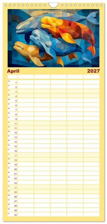 Produktbild: Familienplaner 2027 - Nordlicht in Facetten. Die Arktis in geometrischer Bildsprache mit 5 Spalten (Wandkalender, 21 x 45 cm) CALVENDO