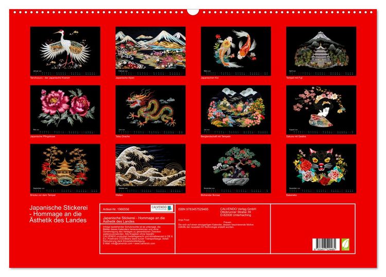 Produktbild: Japanische Stickerei - Hommage an die &Auml;sthetik des Landes (Wandkalender 2026 DIN A2 quer), CALVENDO Monatskalender