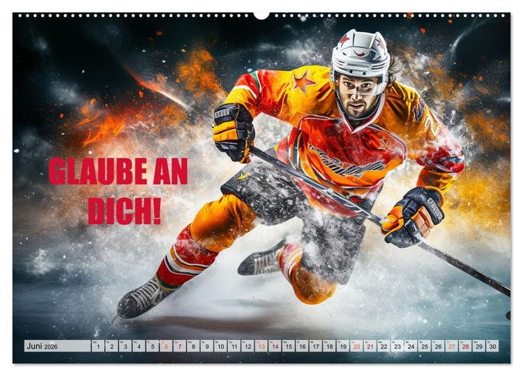 Produktbild: Eishockey und positive Gedanken (Wandkalender 2026 DIN A2 quer), CALVENDO Monatskalender