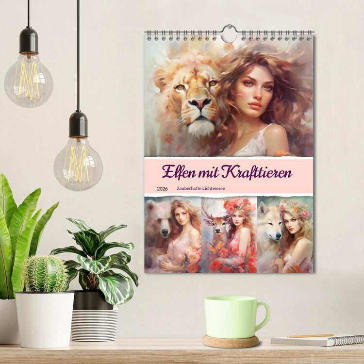 Produktbild: Elfen mit Krafttieren. Zauberhafte Lichtwesen (Wandkalender 2026 DIN A4 hoch), CALVENDO Monatskalender