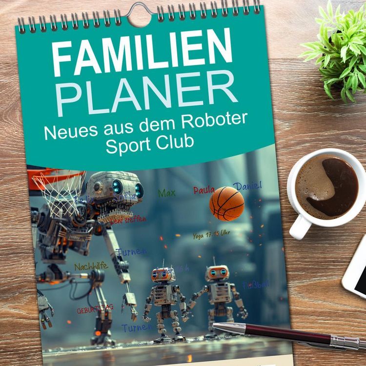 Produktbild: Familienplaner 2026 - Neues aus dem Roboter Sport Club mit 5 Spalten (Wandkalender, 21 x 45 cm) CALVENDO