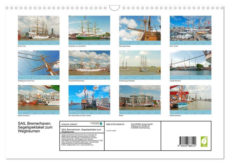Produktbild: SAIL Bremerhaven. Segelspektakel zum Wegtr&auml;umen (Wandkalender 2026 DIN A3 quer), CALVENDO Monatskalender
