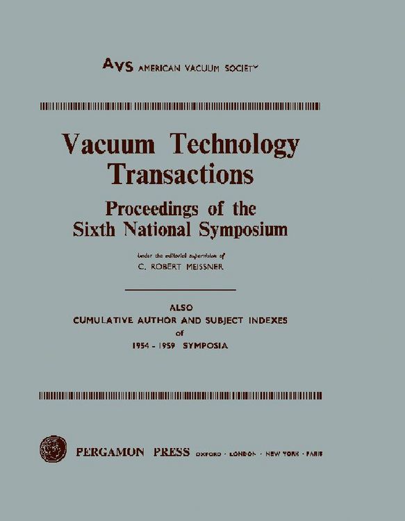 Produktbild: Vacuum Technology Transactions