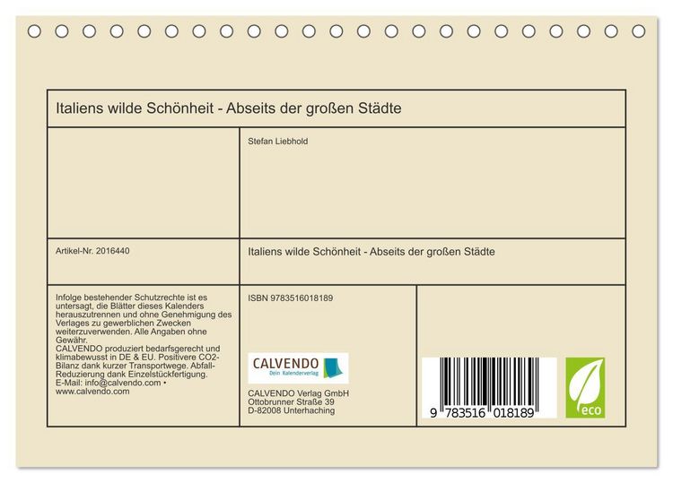 Produktbild: Italiens wilde Sch&ouml;nheit - Abseits der gro&szlig;en St&auml;dte (Tischkalender 2026 DIN A5 quer), CALVENDO Monatskalender