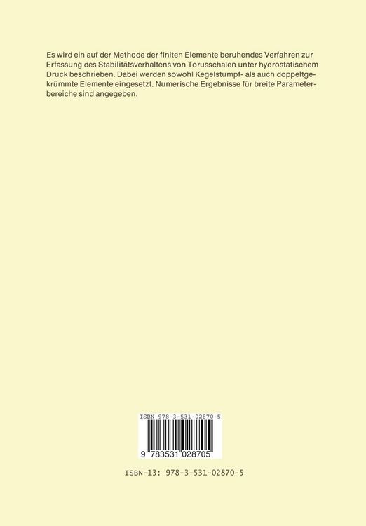 Produktbild: Untersuchung des Stabilit&auml;tsverhaltens von Torusschalen unter hydrostatischem Druck