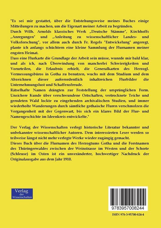 Produktbild: Die Flurnamen des Herzogtums Gotha und die Forstnamen des Th&uuml;ringerwaldes