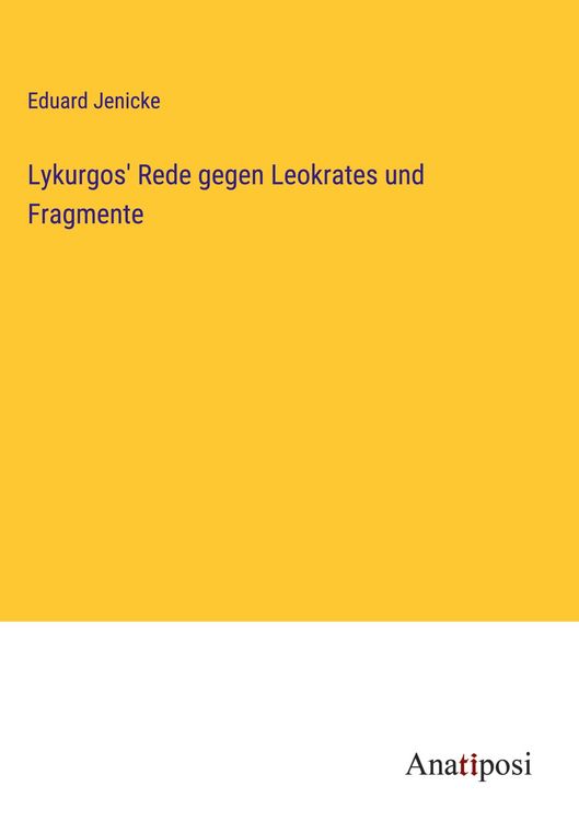 Produktbild: Lykurgos' Rede gegen Leokrates und Fragmente