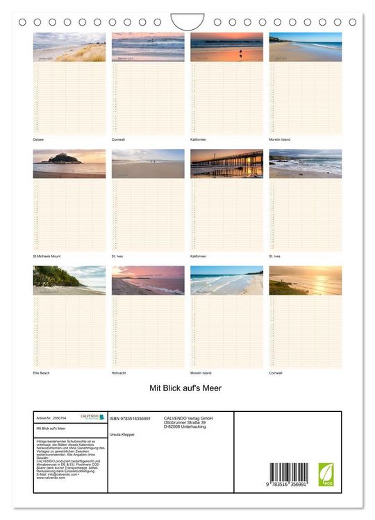 Produktbild: Mit Blick auf's Meer (Wandkalender 2026 DIN A4 hoch), CALVENDO Monatskalender