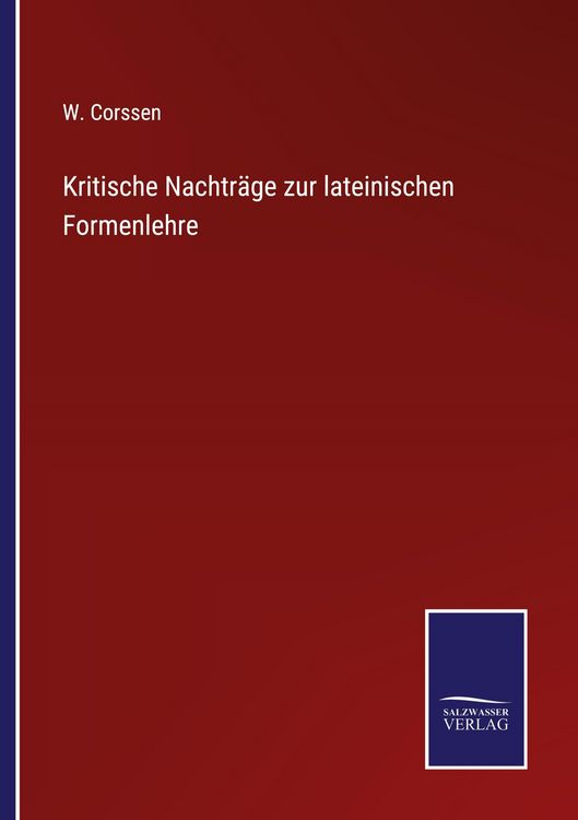 Produktbild: Kritische Nachtr&auml;ge zur lateinischen Formenlehre