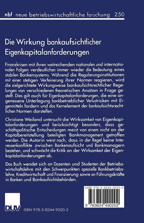 Produktbild: Die Wirkung bankaufsichtlicher Eigenkapitalanforderungen