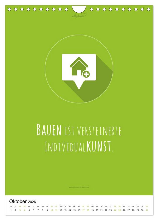 Produktbild: vollgeherzt: Der besondere Kalender f&uuml;r Bauherren mit motivierenden Hausbauzitaten (Wandkalender 2026 DIN A4 hoch), CALVENDO Monatskalender
