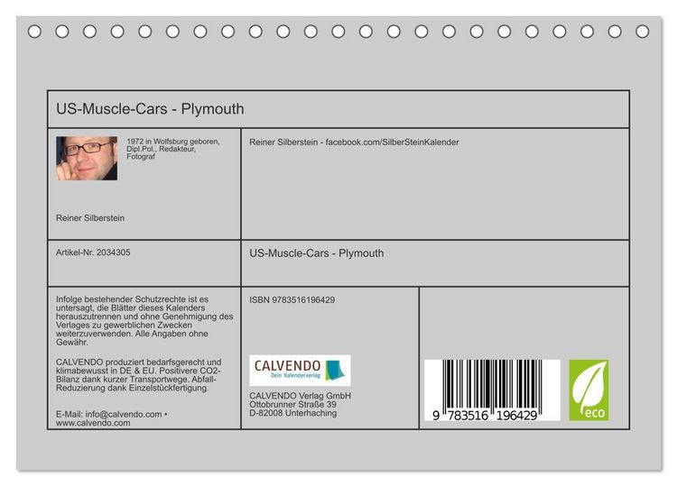 Produktbild: US-Muscle-Cars - Plymouth (Tischkalender 2026 DIN A5 quer), CALVENDO Monatskalender