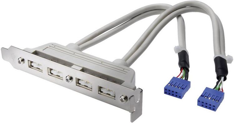Produktbild: Digitus USB 2.0 Adapter [4x USB 2.0 Buchse intern 10pol. - 2x USB 2.0 Buchse A] AK-300304-002-E 20.00 cm