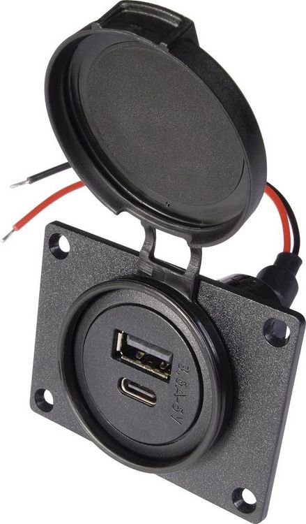 Produktbild: ProCar Power USB C/A Doppelsteckdose Belastbarkeit Strom max.=3.6A 12 V, 24V
