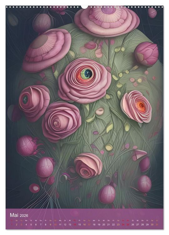 Produktbild: Rosige Aussichten - Diese Blumen beobachten dich auf Schritt und Tritt (hochwertiger Premium Wandkalender 2026 DIN A2 hoch), Kunstdruck in Hochglanz