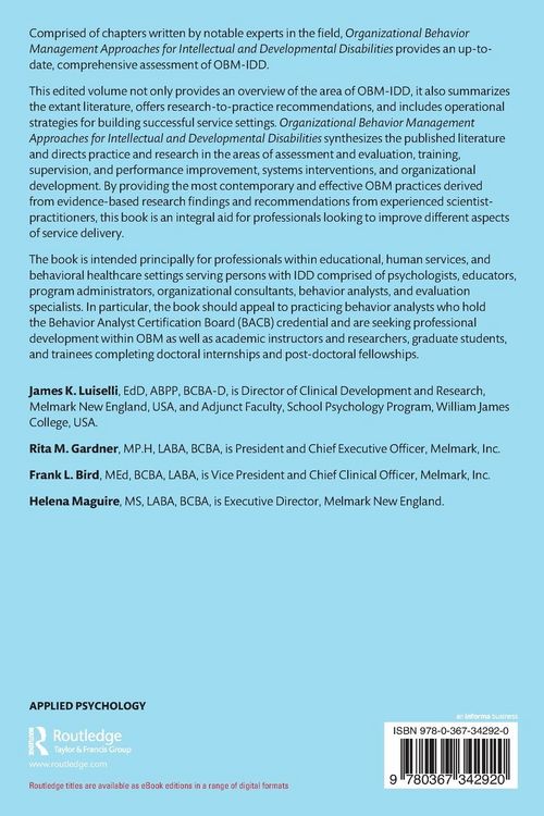 Produktbild: Organizational Behavior Management Approaches for Intellectual and Developmental Disabilities