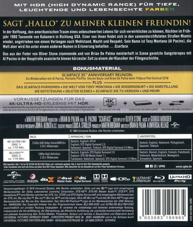 Produktbild: Scarface (1983) - Gold Edition (4K Ultra HD) (+ Blu-ray 2D)