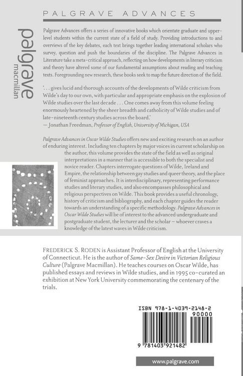 Produktbild: Palgrave Advances in Oscar Wilde Studies