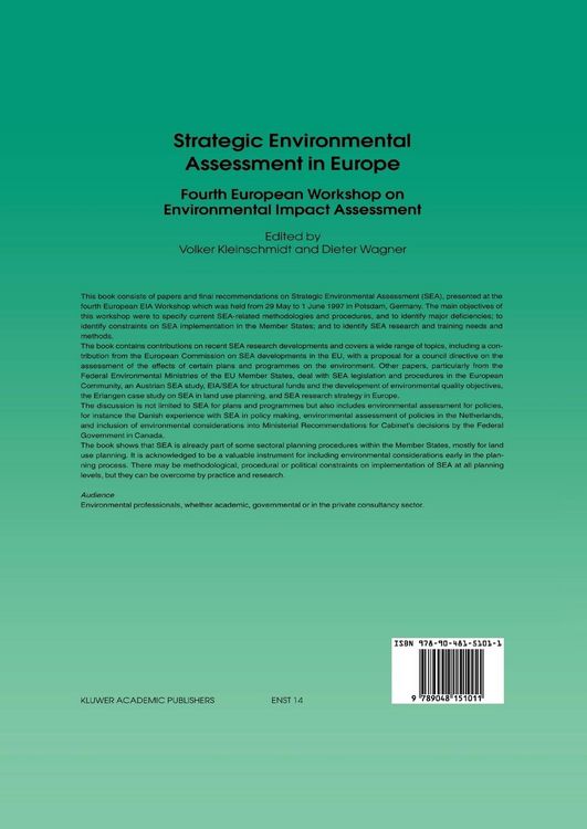 Produktbild: Strategic Environmental Assessment in Europe