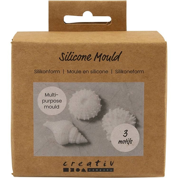 Produktbild: Creativ Company Silikonform, Seeigel, Schneckenmuschel, Muschel, H 1,5-2 cm, D 3,5-6 cm, 3 Stk