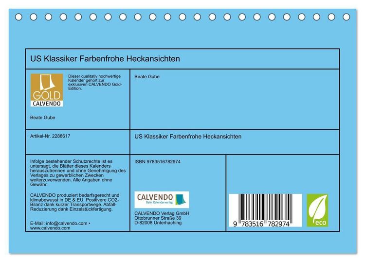 Produktbild: US Klassiker Farbenfrohe Heckansichten (Tischkalender 2027 DIN A5 quer), CALVENDO Monatskalender