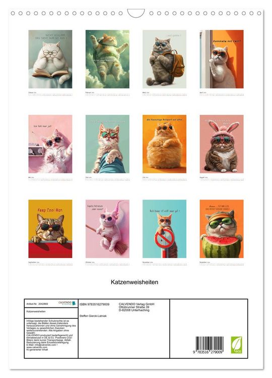 Produktbild: Katzenweisheiten (Wandkalender 2026 DIN A3 hoch), CALVENDO Monatskalender