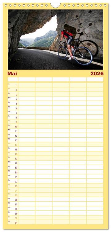 Produktbild: Familienplaner 2026 - Alpenp&auml;sse auf dem Rennrad "Himmlische Serpentinen" mit 5 Spalten (Wandkalender, 21 x 45 cm) CALVENDO
