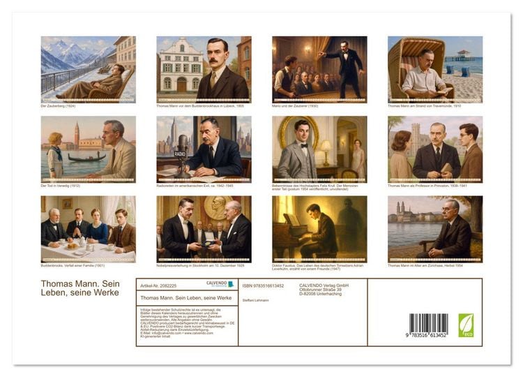Produktbild: Thomas Mann. Sein Leben, seine Werke (Wandkalender 2026 DIN A3 quer), CALVENDO Monatskalender