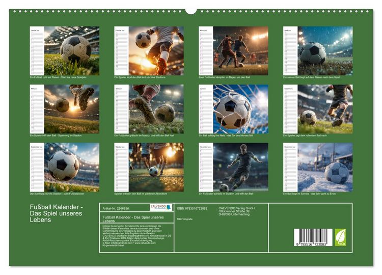 Produktbild: Fu&szlig;ball Kalender - Das Spiel unseres Lebens (hochwertiger Premium Wandkalender 2026 DIN A2 quer), Kunstdruck in Hochglanz