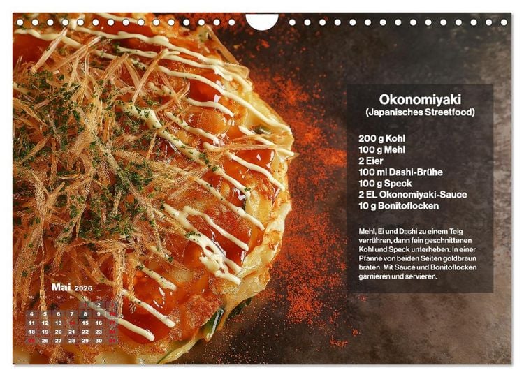 Produktbild: Streetfood Kalender - Einfache Rezepte aus den Stra&szlig;enk&uuml;chen der Welt (Wandkalender 2026 DIN A4 quer), CALVENDO Monatskalender