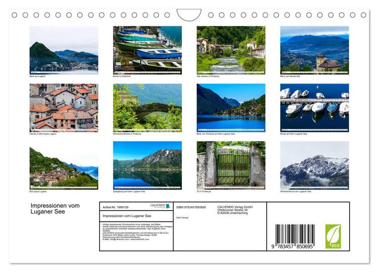 Produktbild: Impressionen vom Luganer See (Wandkalender 2026 DIN A4 quer), CALVENDO Monatskalender