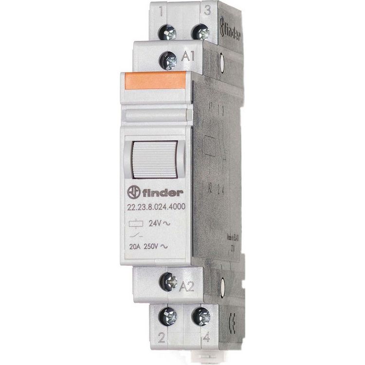 Produktbild: Finder 22.23.8.024.4000 Industrierelais Nennspannung: 24 V/AC Schaltstrom (max.): 20 A 1 Schlie&szlig;er, 1 &Ouml;ffner 1 St.